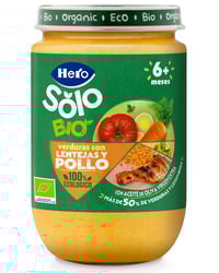Hero Baby Solo verduras con lentejas y pollo ecológico 190 g