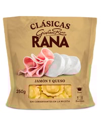 Pasta fresca al huevo Rana  tortellini rellena de jamón y queso 250g