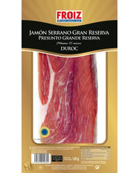 Jamón serrano Froiz Gran Reserva Raza Duroc 15 meses curación lonchas 120 g