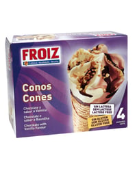 Helado Froiz cono vainilla sin gluten y sin lactosa 4 u 260 g