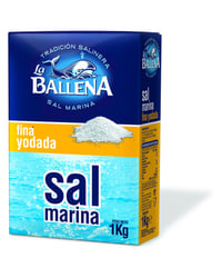 Sal marina La Ballena fina yodada caja 1 kg