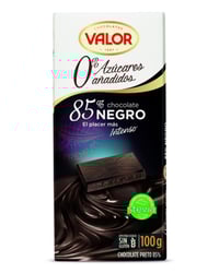 Chocolate Valor 85% negro 0% azúcares añadidos 100 g