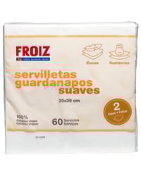 Servilletas Froiz 39x39 cm doble hoja blancas 60 u