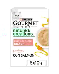 Snack gatos Gourmet Nature's Creation puree salmón 5x10 g