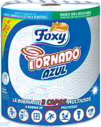 Papel cocina Foxy Tornado azul bobina 3 capas 1 kg