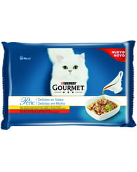 Comida gatos Gourmet Perle delicias pollo en salsa 4x85 g