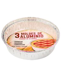 Molde aluminio redondo 20 cm 1 litro 3 unidades
