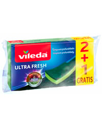 Estropajo Vileda fibra con esponja antibacterias 2+1 gratis