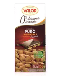 Chocolate Valor puro con almendras 0% azúcares añadidos 150 g