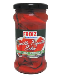 Pimientos Froiz Piquillo enteros con ajo extra frasco 225 g