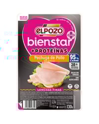 Pechuga pollo proteínas ElPozo lonchas finas bajo en grasa y sin azúcares 130 g
