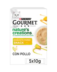 Snack gatos Gourmet Nature's Creation puree pollo 5x10 g