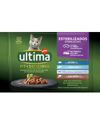 Comida gatos Ultima esterilizado Fit & Delicious selección pescado 4x85 g
