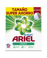 Detergente Ariel actilift en polvo 65 cacitos