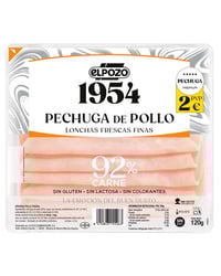 Pechuga pollo ElPozo 1954 92% carne lonchas finas 120 g