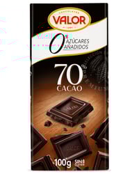 Chocolate Valor 70% negro 0% azúcares añadidos 100 g
