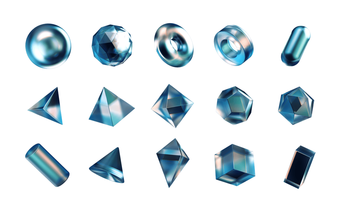 Geo Shapes Blue Glass