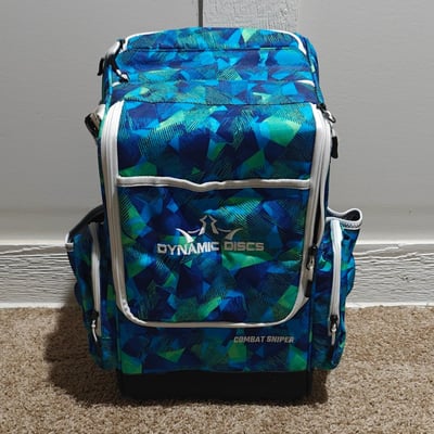 Dynamic Discs Combat Sniper Geo Stitched Blue Green Backpack Bag