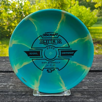 Discraft ESP Rattler 2020 Memorial Championship Dan Ginnelly bottom stamp - 173g