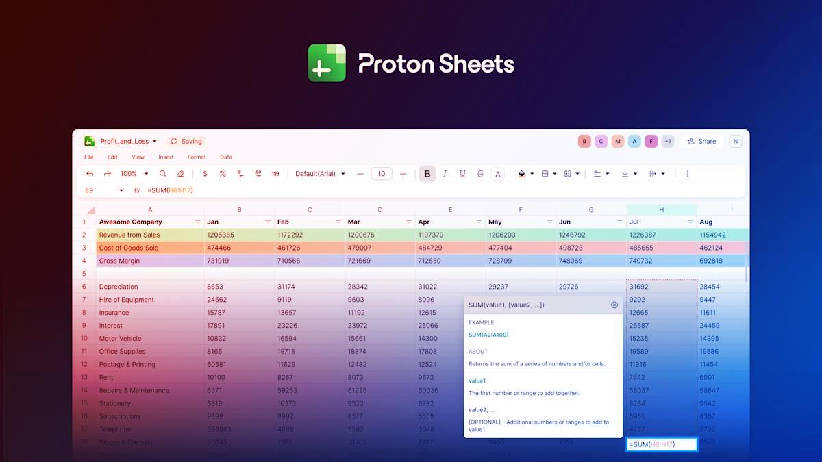 A Proton Sheets megérkezett: végre titkosított táblázatok mindenkinek