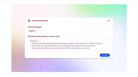 Az új Google NotebookLM pillanatok alatt táblázatot csinál mindenből helyetted