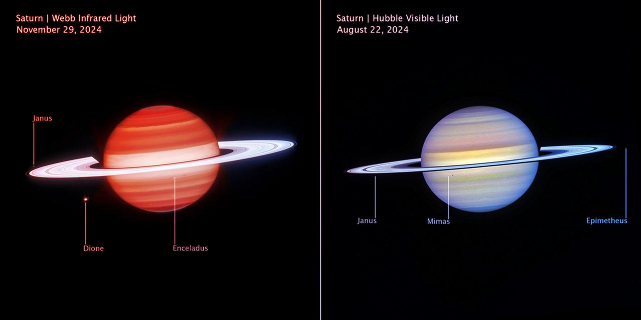 Az űrtávcsövek lélegzetelállító fotókon tárják fel a Szaturnuszt