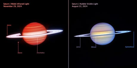 Az űrtávcsövek lélegzetelállító fotókon tárják fel a Szaturnuszt