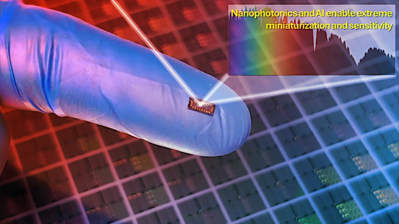 Az MI-spektrométerchip, amely homokszemmé zsugorítja a labort