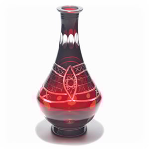 Bohemian Red Lead Crystal Decanter, Hand Made Cut Glass Vessel, Vintage Find