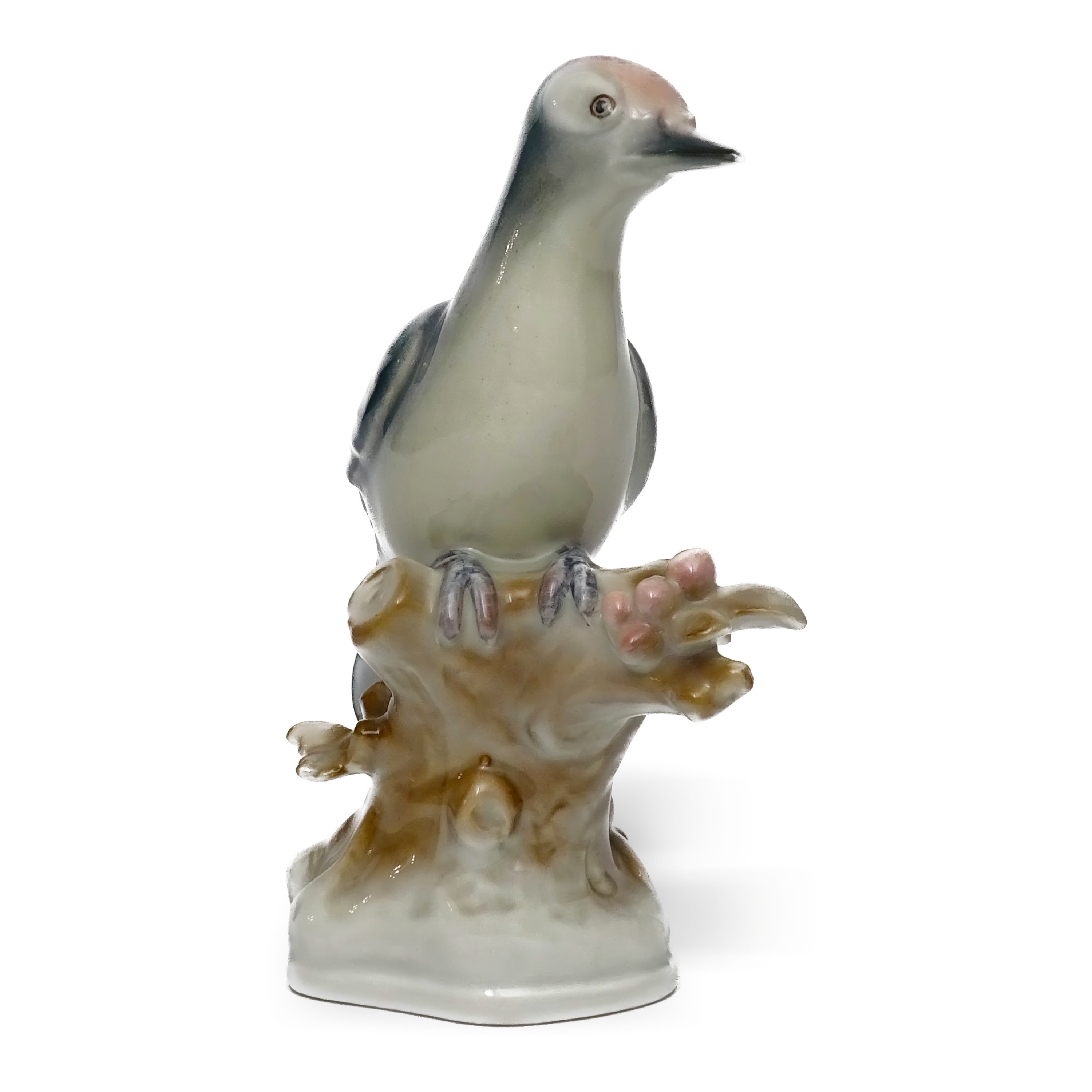 Zsolnay Porcelain Figurine Carpenter Bird Hand-Painted, Vintage Bird Decor, Retired, Ceramic Collectible Sculpture