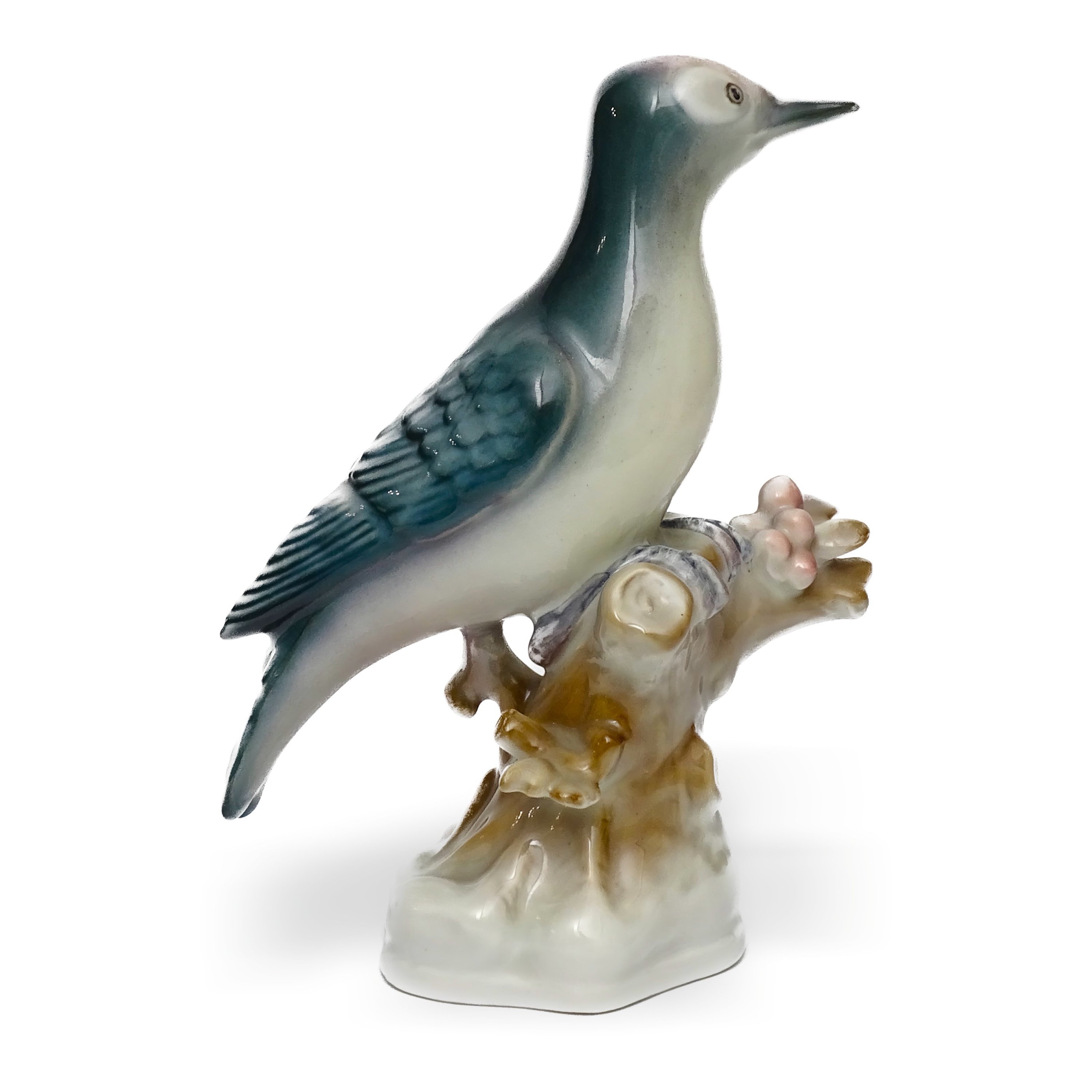 Zsolnay Porcelain Figurine Carpenter Bird Hand-Painted, Vintage Bird Decor, Retired, Ceramic Collectible Sculpture