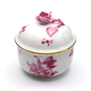 Herend Treasure Box, Porcelain Trinket Box, Nanking Bouquet Bonboniere, Hand Painted Vintage