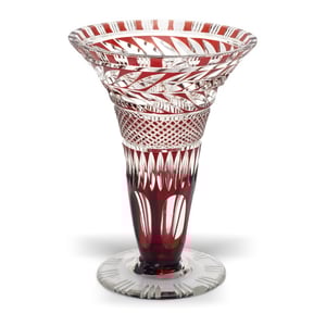 Bohemian Crystal Goblet Vase - Vintage European Art Decor Vase - Cut Crystal Collectible MCM Decor