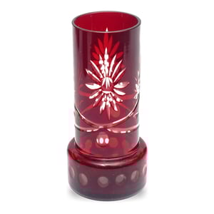 Bohemian Mini Vase - Red Crystal Vase - Handcrafted Czech Glass Accent - Art Deco Centerpiece