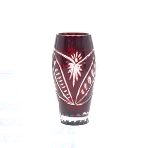 Bohemian Crystal Vase, Star Design, Cut Glass Vase Hand Made, Ruby Red Vintage Artwork