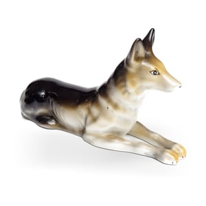Dog Figurine, Porcelain Dog Sculpture, Pet Statue, MCM Room Decor For Dog Lover, Unique Gift Idea Hand Painted