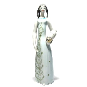 Woman Sculpture Hollohaza, Vintage Porcelain Figurine, Collectible Female Figurines Hand Painted, Ceramic