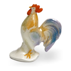 Rooster Figurine, Hand Painted Porcelain Bird Figure, Farm Animal Art, Bird Lover, Vintage Collectible, Rustic Farmhouse Decor Accent Piece