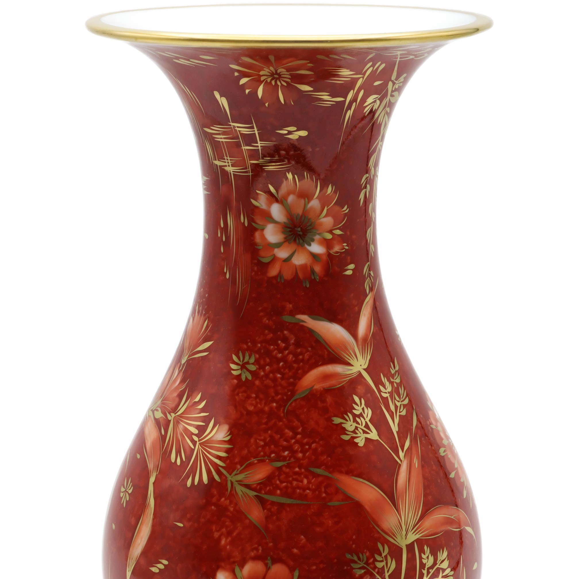 Rosenthal Magic Garden Vintage Porcelain Vase, Red Floral Pattern, Art Nouveau, Gold Rims Hand Painted
