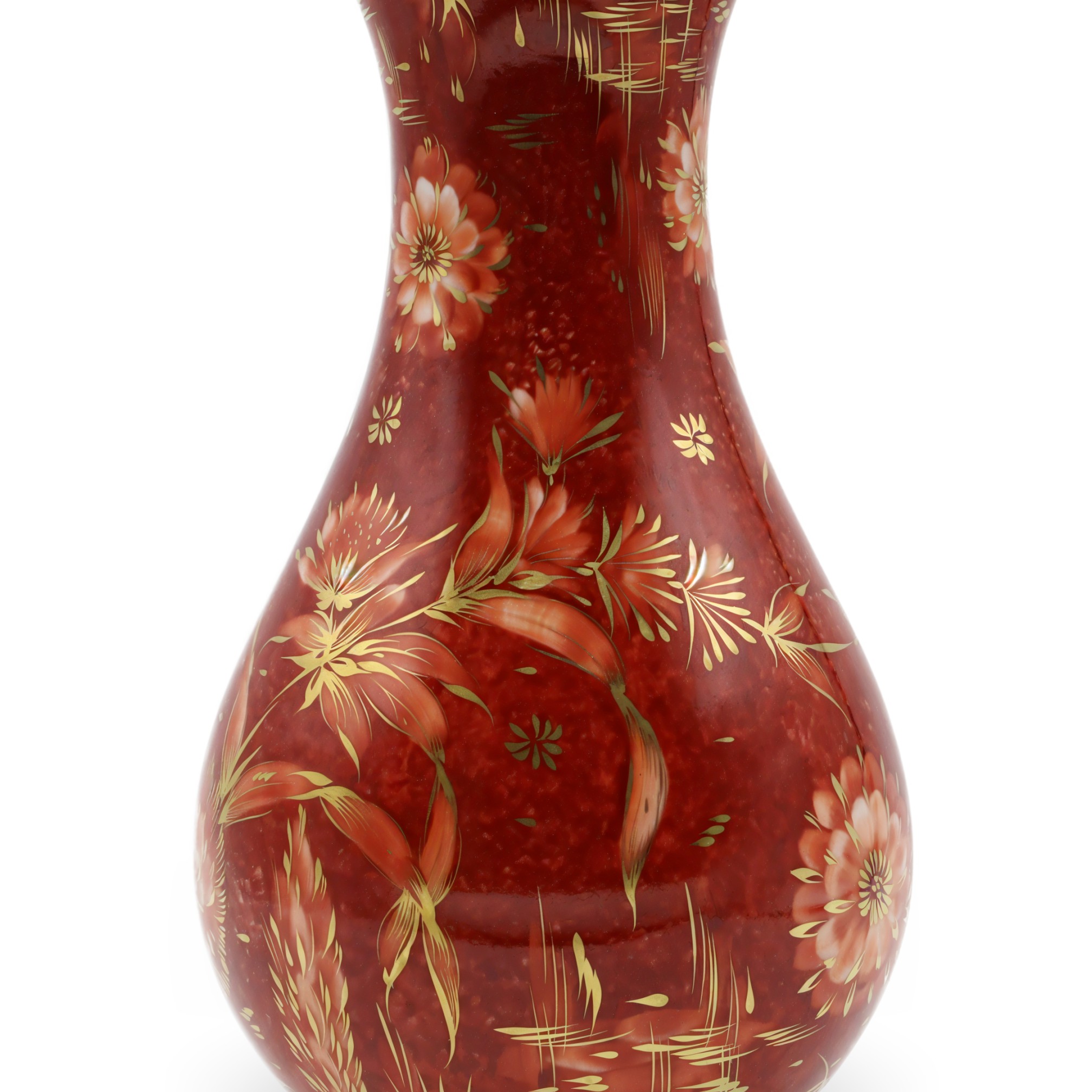 Rosenthal Magic Garden Vintage Porcelain Vase, Red Floral Pattern, Art Nouveau, Gold Rims Hand Painted