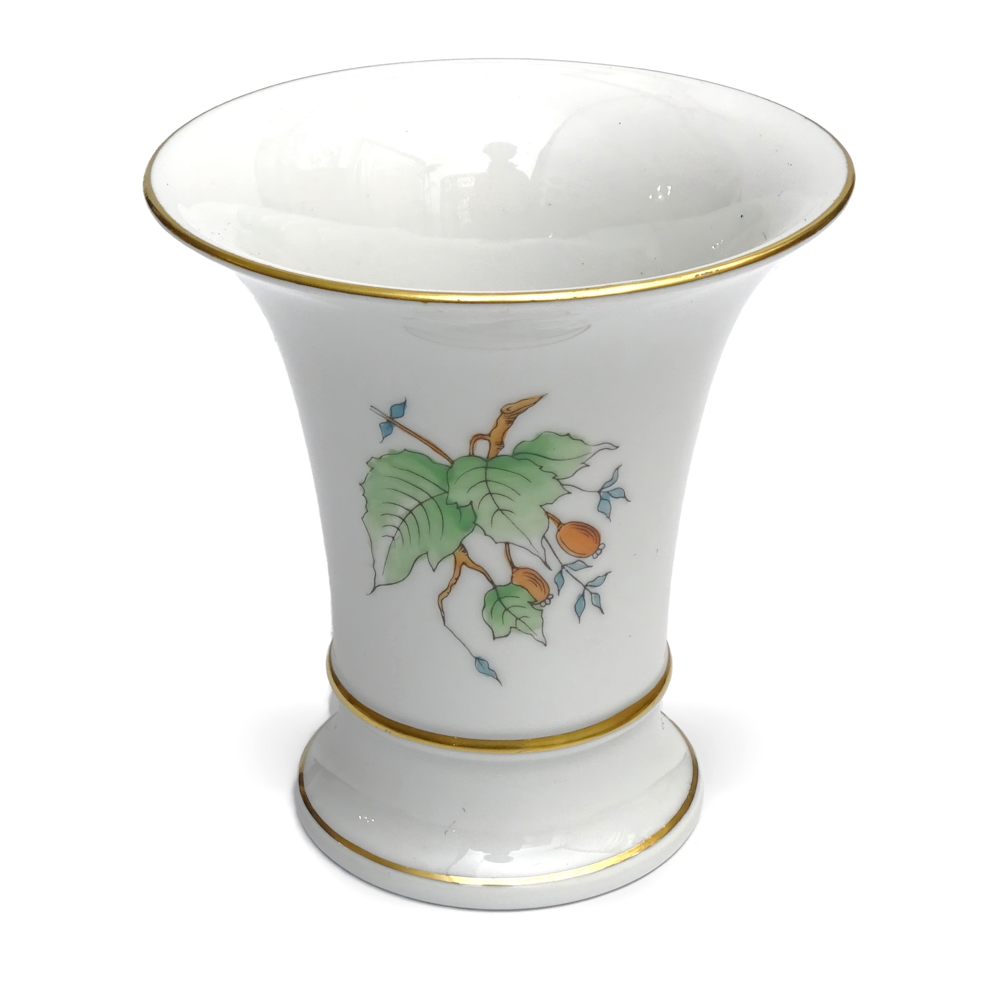 Herend vintage vase with rose hips pattern, hand-painted porcelain urn, collectible masterpiece decor display