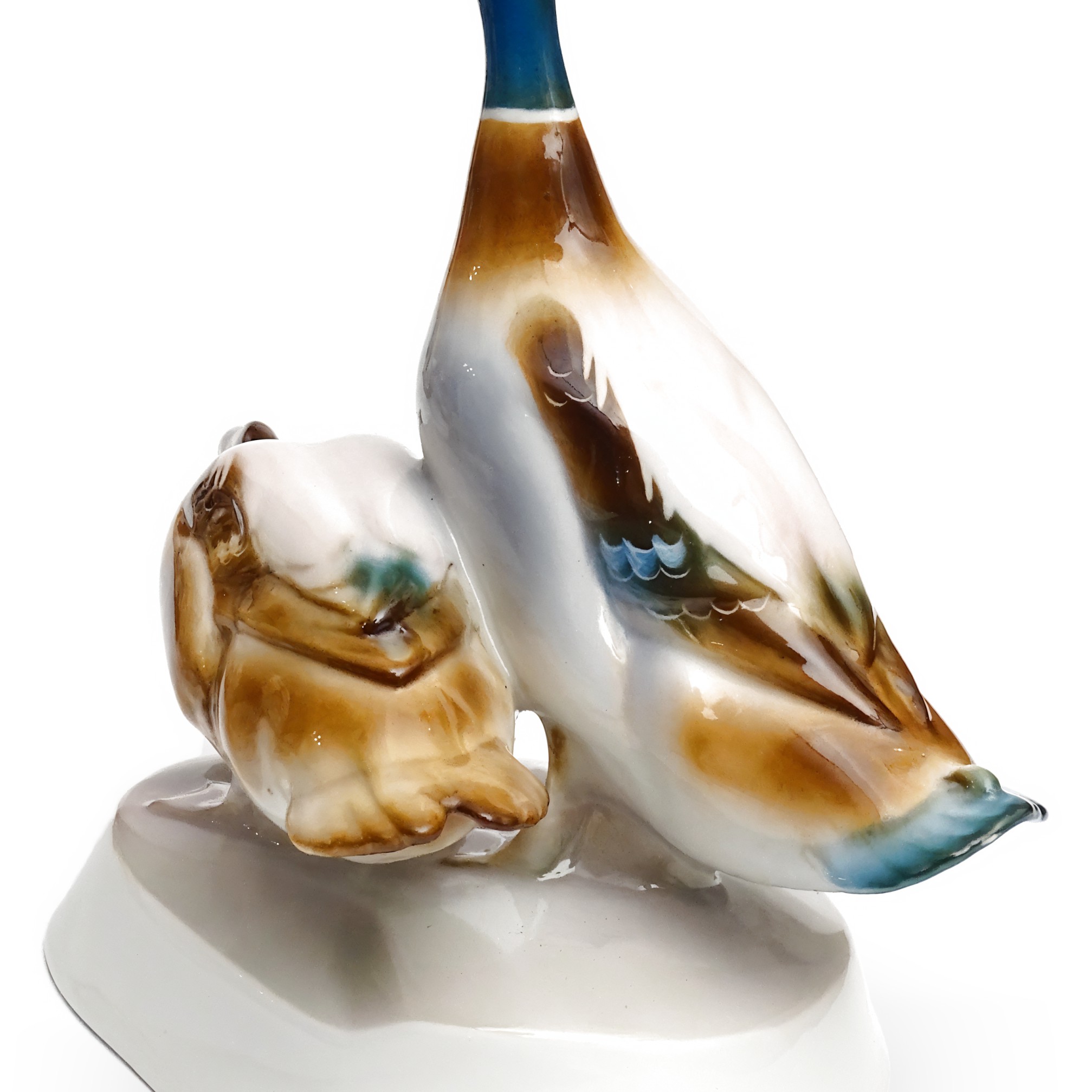 Detailed View Zsolnay Porcelain Duck Figurine Hand Painted Vintage Collectible Thumbnail for Porcelain Duck Figurine, Zsolnay Hand Painted Ducks, Collectible Vintage Home Decor, Hand Painted Retired Porcelan Figurines, Ceramic Sculpture