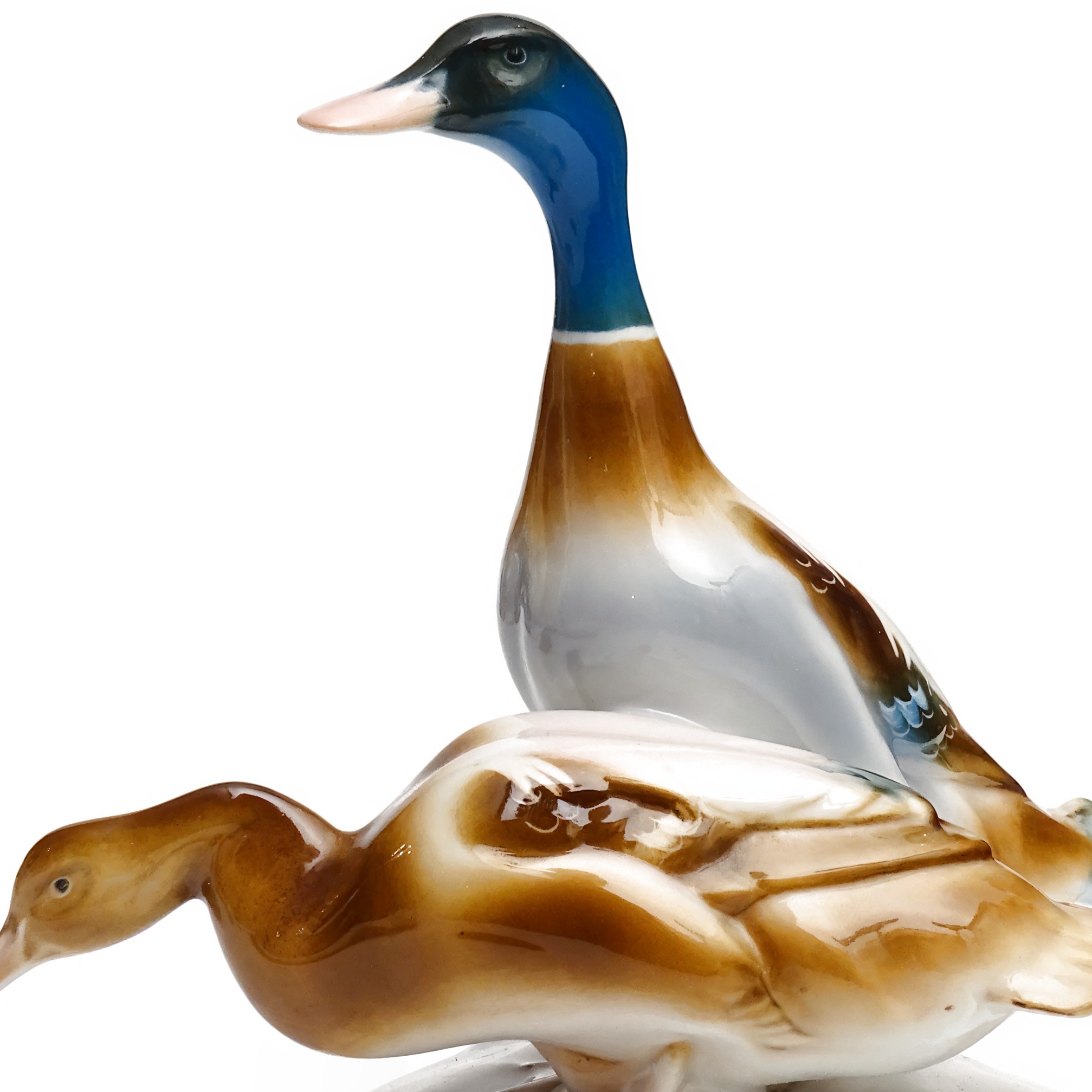 Detailed View Zsolnay Porcelain Duck Figurine Hand Painted Vintage Collectible Thumbnail for Porcelain Duck Figurine, Zsolnay Hand Painted Ducks, Collectible Vintage Home Decor, Hand Painted Retired Porcelan Figurines, Ceramic Sculpture