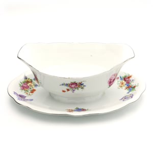 Antique Gravy Boat, Zsolnay Porcelain, Hand-Painted Floral Design, Collectible Hungarian Fine China