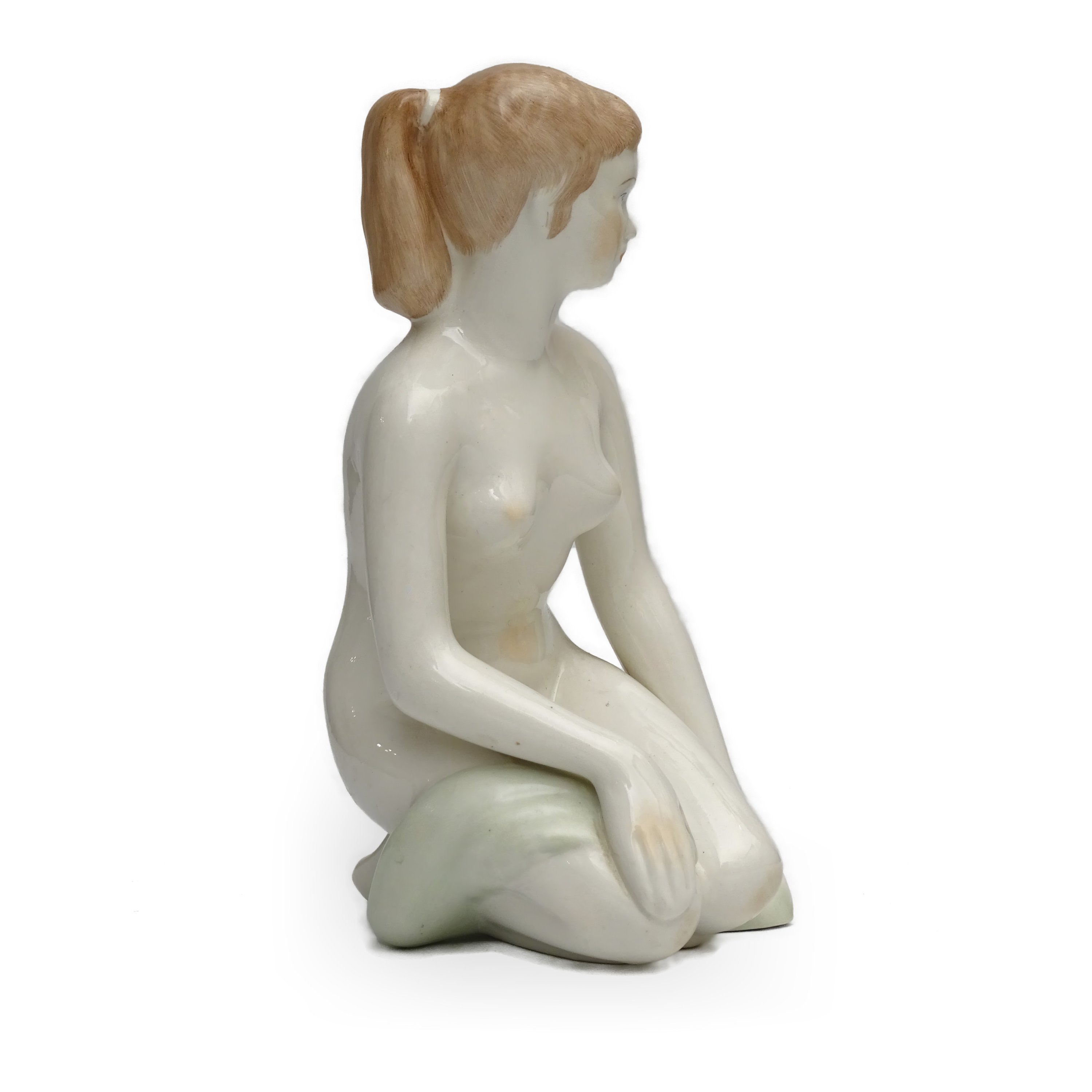 Aquincum Nude Woman Kneel, Art Deco Sculpture, Romantic Gift For Him, Vintage Hungarian Ceramic Figurine, Elegant Home Decor