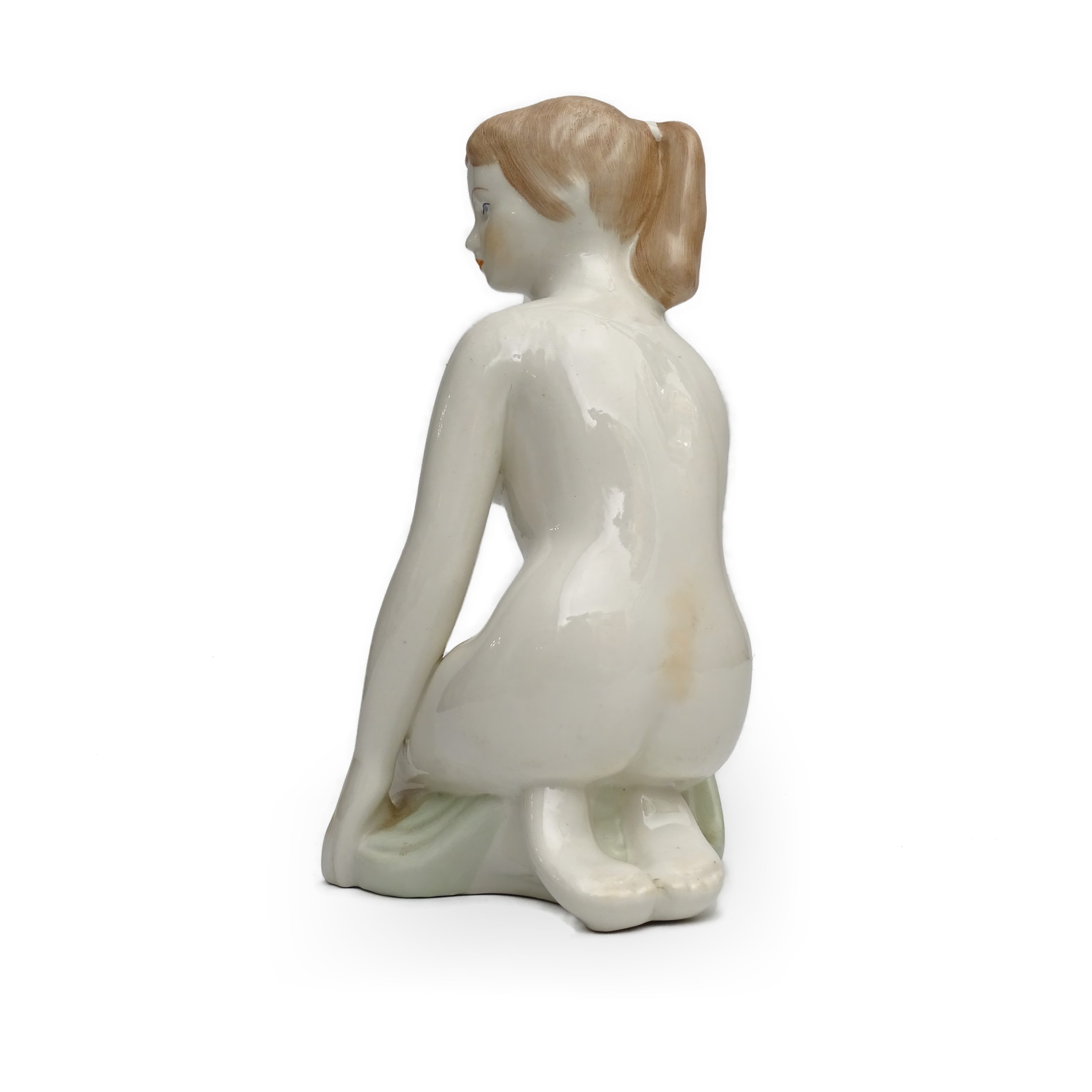 Aquincum Nude Woman Kneel, Art Deco Sculpture, Romantic Gift For Him, Vintage Hungarian Ceramic Figurine, Elegant Home Decor