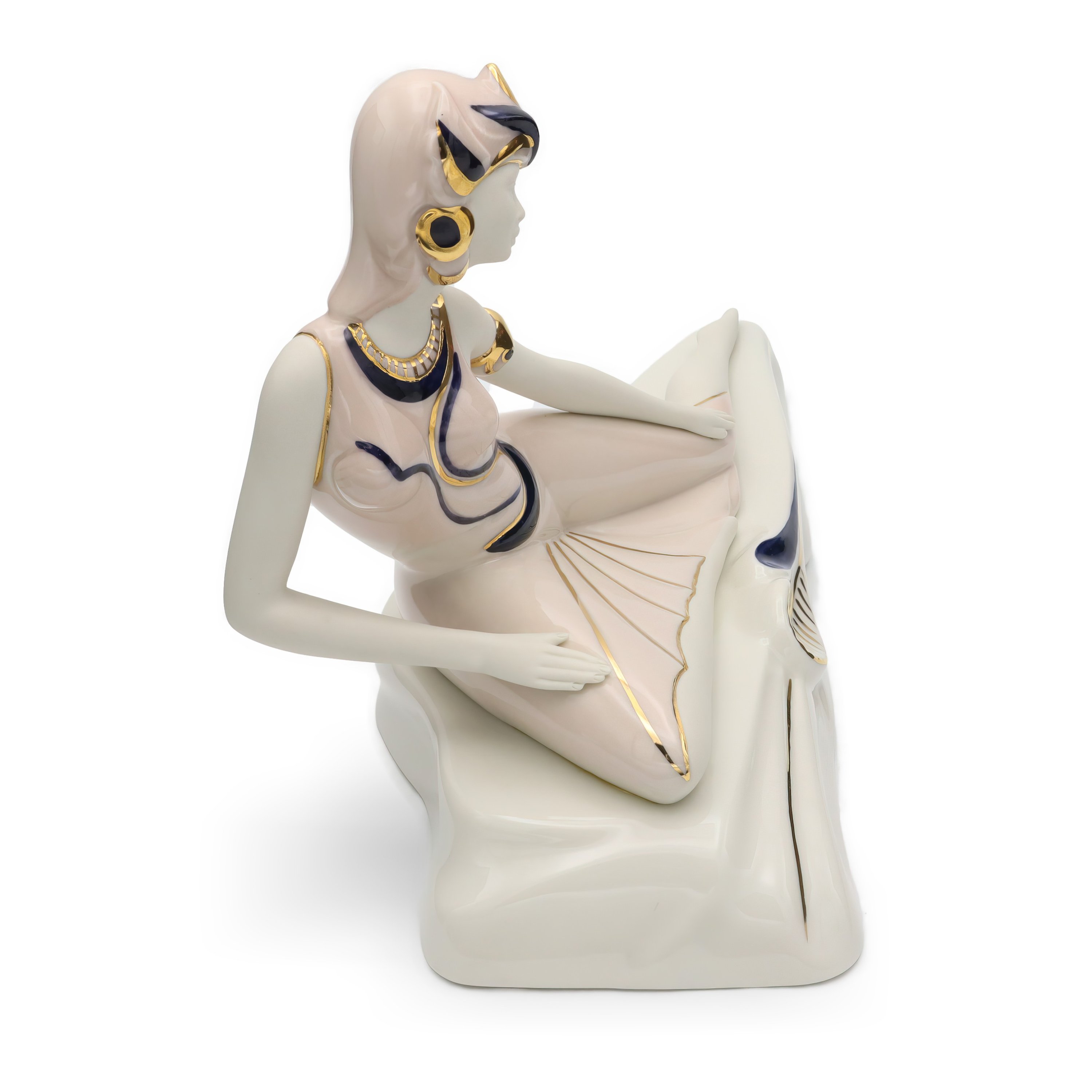 Art Deco Woman Figurine, Galos Porcelain, Elegant Vintage Collectible Statue, Ceramic Sculpture