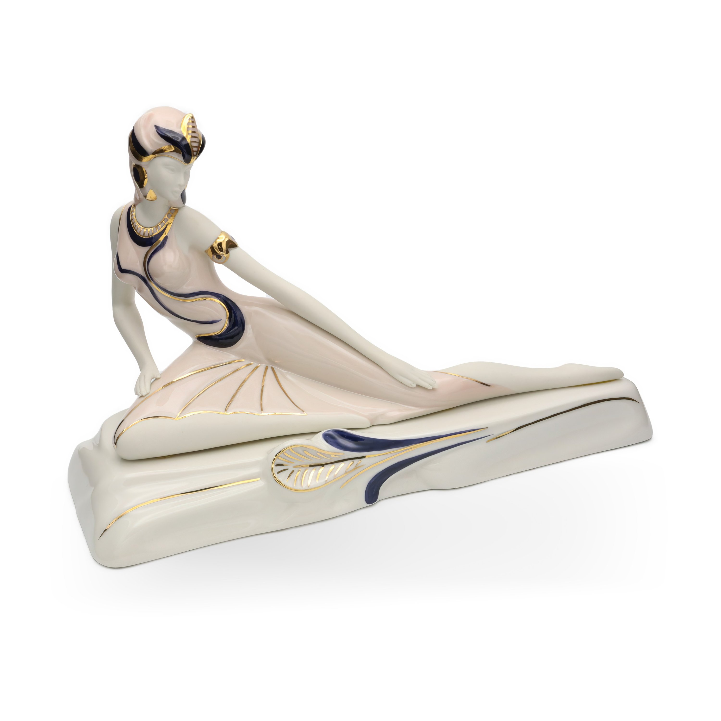 Art Deco Woman Figurine, Galos Porcelain, Elegant Vintage Collectible Statue, Ceramic Sculpture