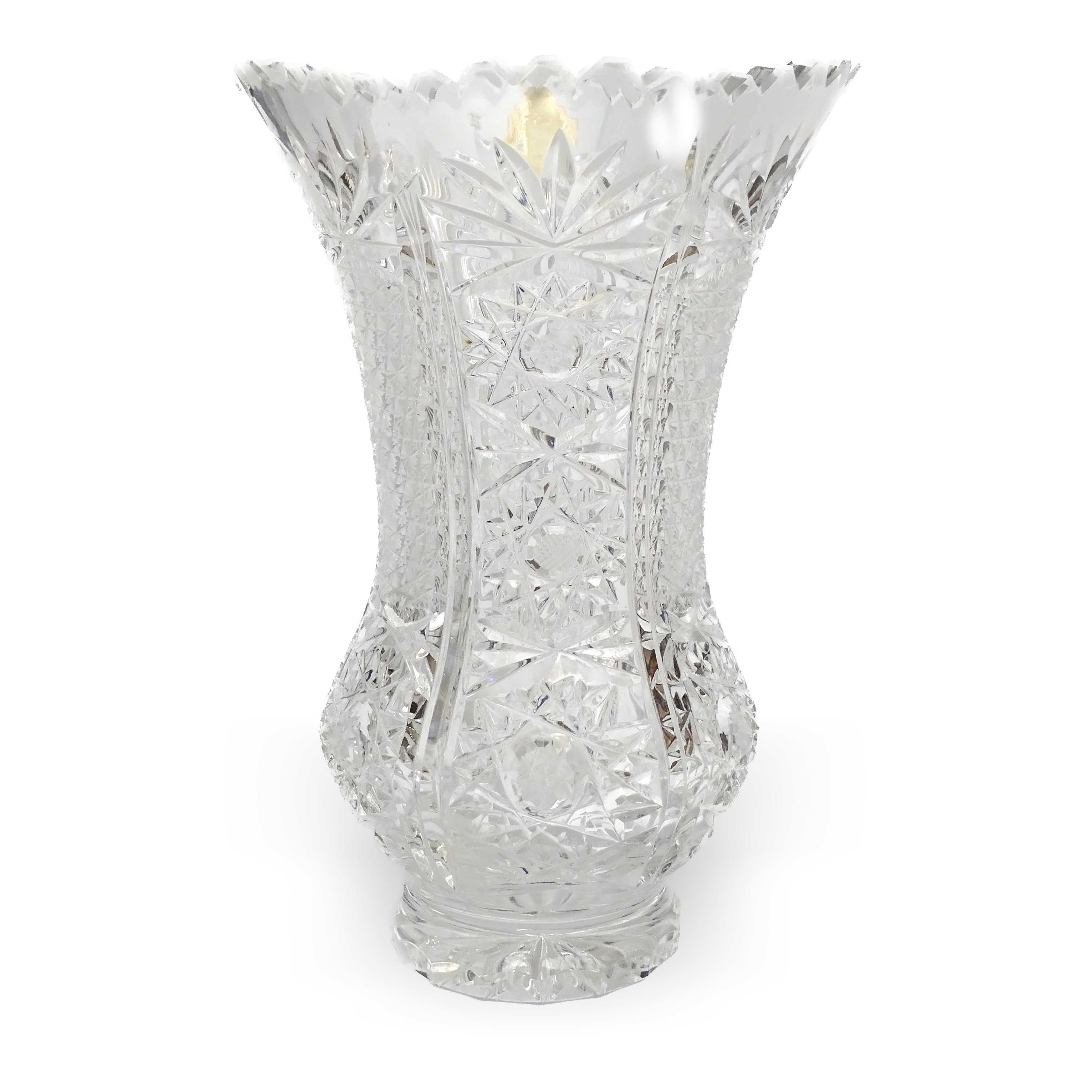 Bohemia Crystal Vase - Very Fine Intricate Pattern - Tall Heavy Glass Vase - Handcrafted Vintage Eleganct Vessel