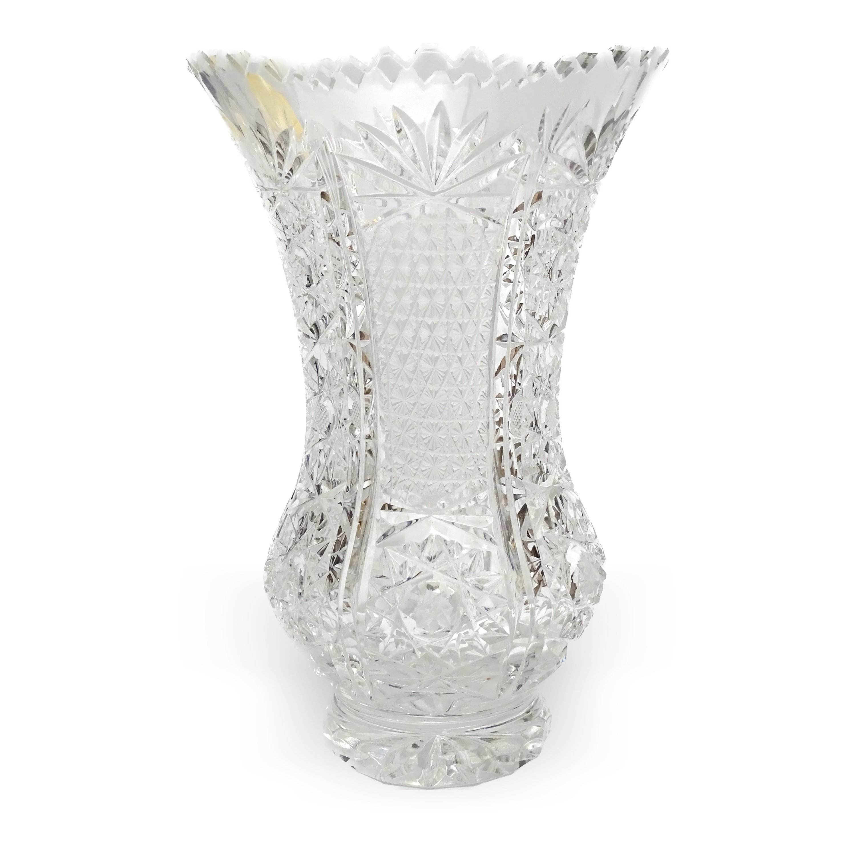 Bohemia Crystal Vase - Very Fine Intricate Pattern - Tall Heavy Glass Vase - Handcrafted Vintage Eleganct Vessel